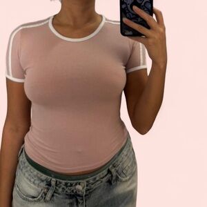 Fashion Nova Blush Pink Sheer Tee